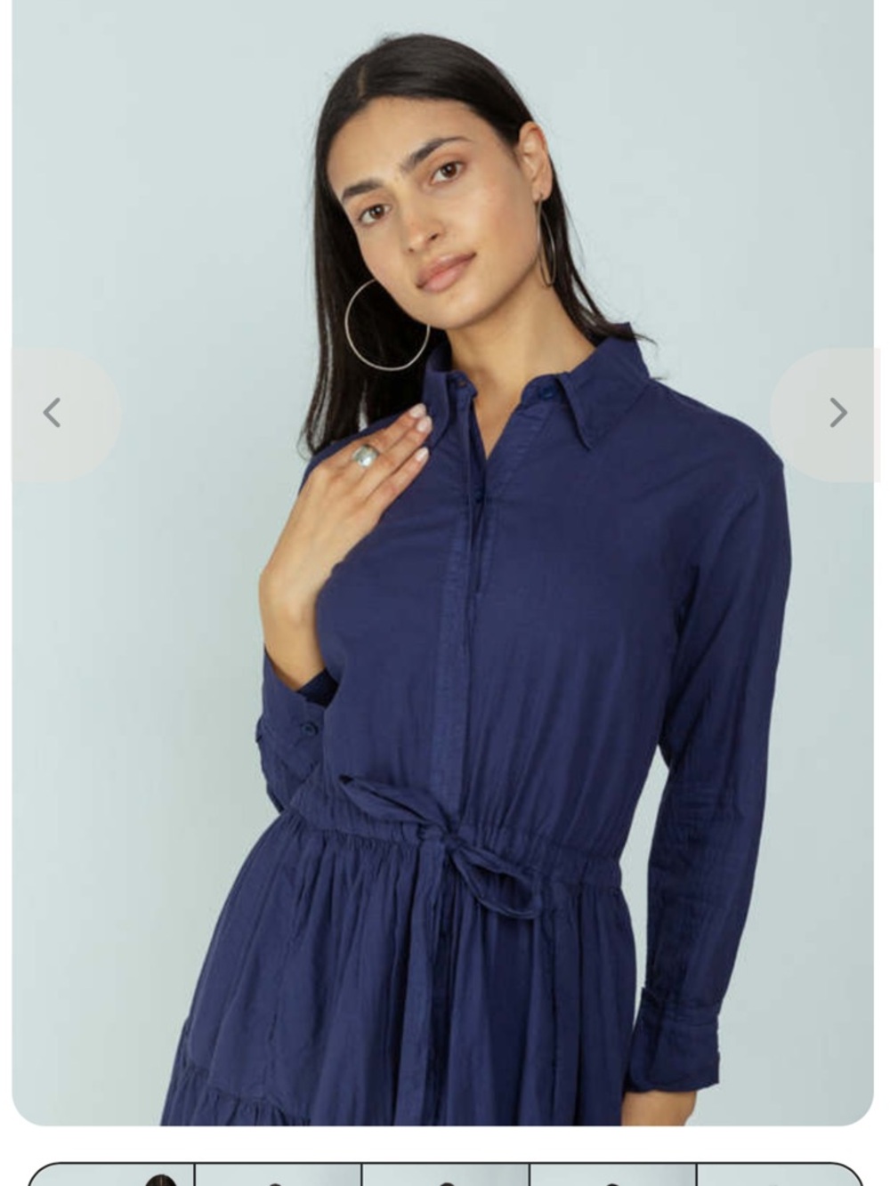 A Shirt Thing - Navy Tie-Waist Midi Shirt Dress Large